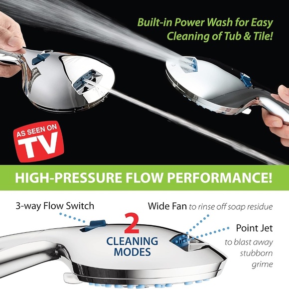 AquaCare High Pressure 8-mode Handheld Shower Head - Anti-clog Nozzles - Picture 5 of 14